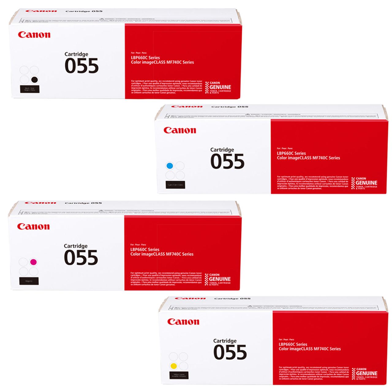 كارتريج 055 در رنگهاي مشكي/قرمز/زرد/آبي